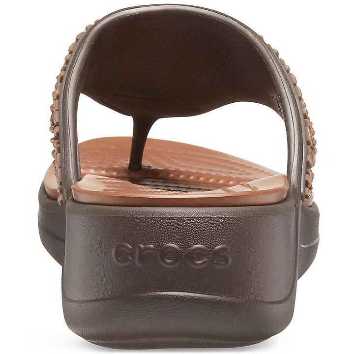 Tong Crocs Monterey Diamante Wedge Flip Chocolat Cuivre Femme | UON-3312525