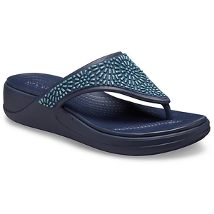 Compensées Crocs Monterey Diamante Wedge Flip Bleu Marine Femme | UCF-8817430