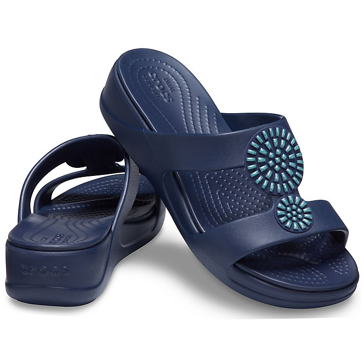 Compensées Crocs Monterey Diamante Slip-On Wedge Bleu Marine Femme | VTA-0366658