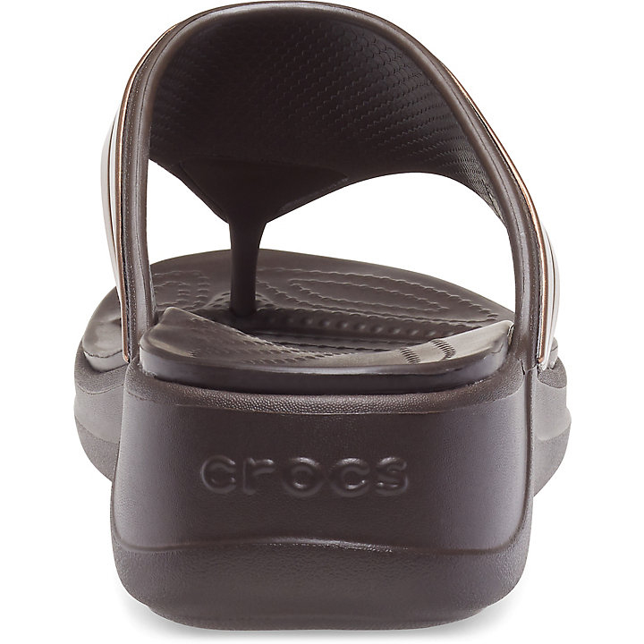 Compensées Crocs Monterey Metallic Stripe Wedge Flip Chocolat Femme | UPF-2290811