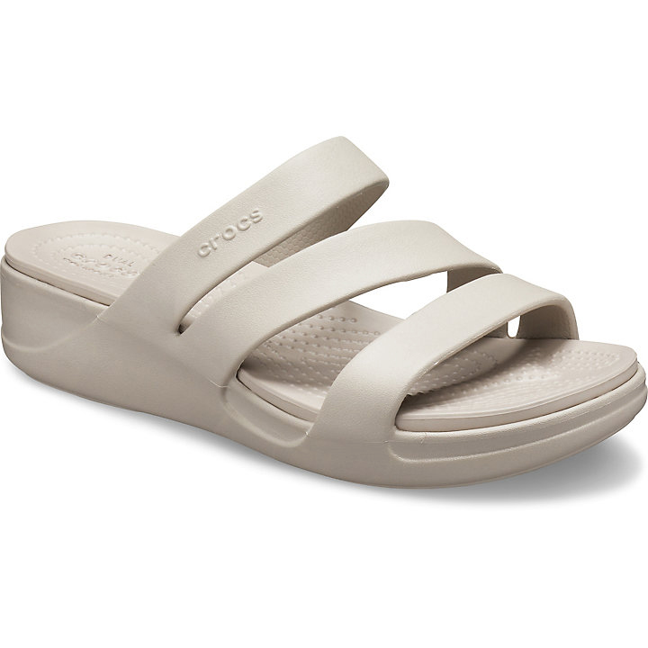 Compensées Crocs Monterey Lanières Wedge Platine Femme | XRN-7849695