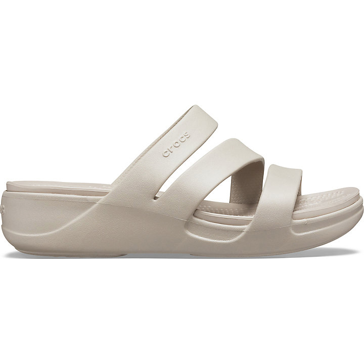 Compensées Crocs Monterey Lanières Wedge Platine Femme | XRN-7849695