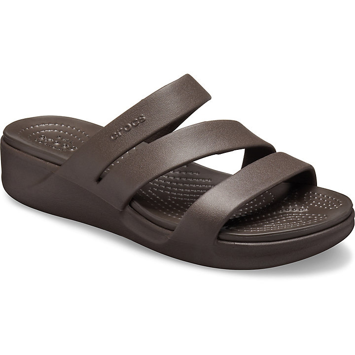 Compensées Crocs Monterey Lanières Wedge Chocolat Femme | YBB-9355547