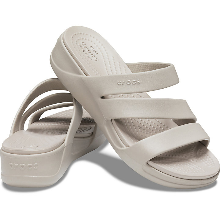 Compensées Crocs Monterey Lanières Wedge Platine Femme | XRN-7849695