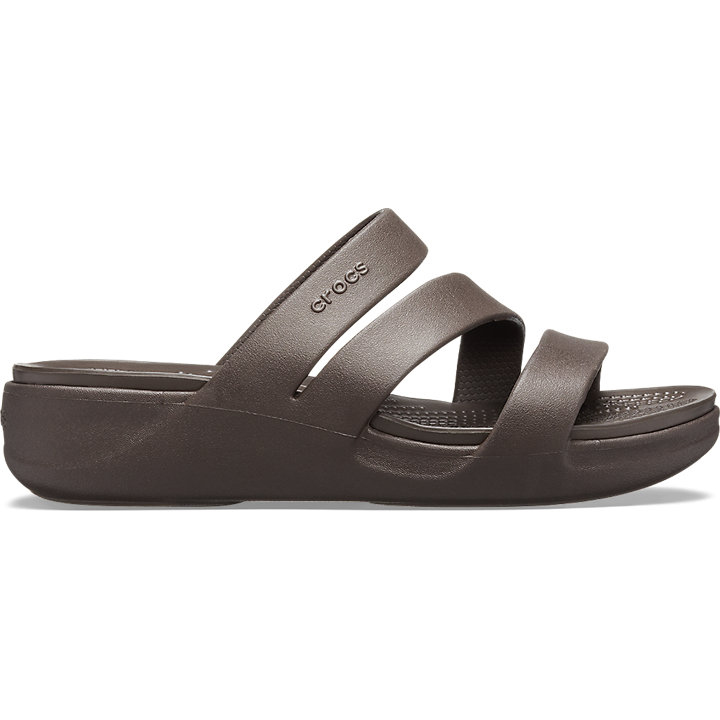 Compensées Crocs Monterey Lanières Wedge Chocolat Femme | YBB-9355547