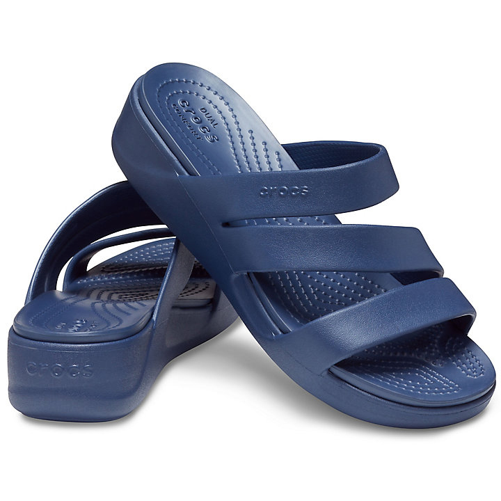 Compensées Crocs Monterey Lanières Wedge Bleu Marine Femme | TMZ-9061715