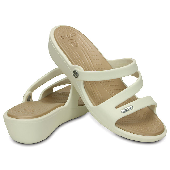 Compensées Crocs Patricia Sandal Blanche Doré Femme | JWT-4072454