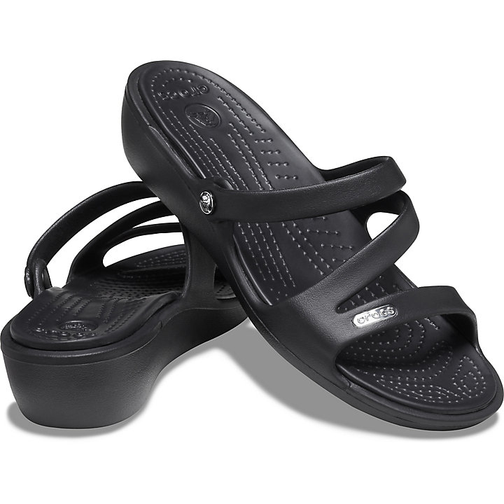 Compensées Crocs Patricia Sandal Noir Femme | FWV-3731925