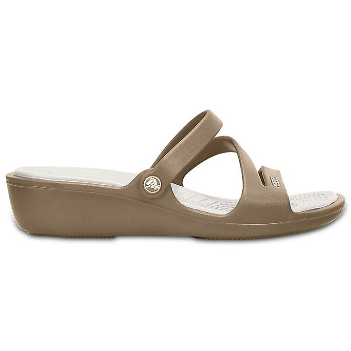 Compensées Crocs Patricia Sandal Kaki Grise Femme | VEO-8673015