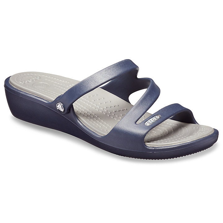 Compensées Crocs Patricia Sandal Bleu Marine Beige Femme | NWR-4779828