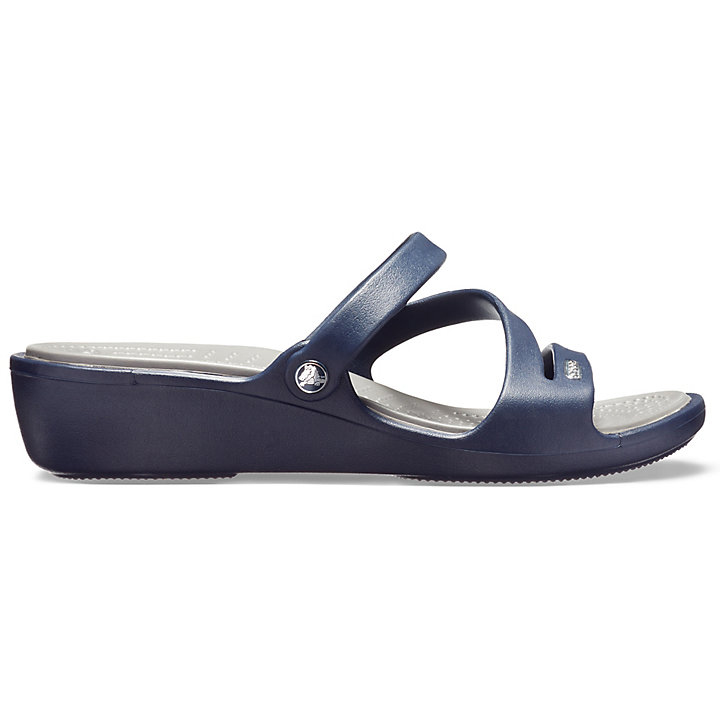 Compensées Crocs Patricia Sandal Bleu Marine Beige Femme | NWR-4779828