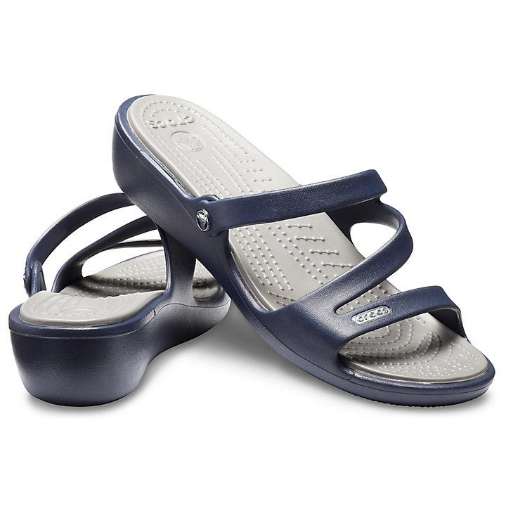 Compensées Crocs Patricia Sandal Bleu Marine Beige Femme | NWR-4779828