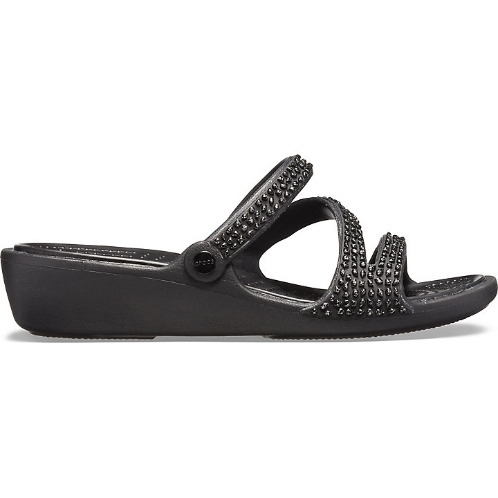 Sandales Crocs Patricia Diamante Sandal Noir Femme | ZCV-1404441