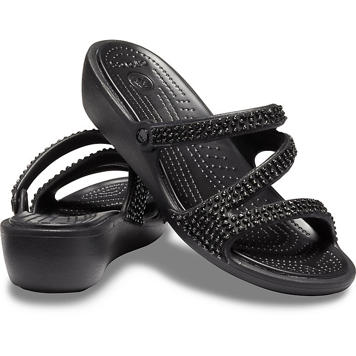 Sandales Crocs Patricia Diamante Sandal Noir Femme | ZCV-1404441