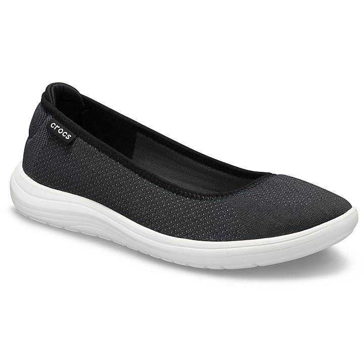 Flats Crocs Reviva Plates Noir Blanche Femme | TVC-6932388