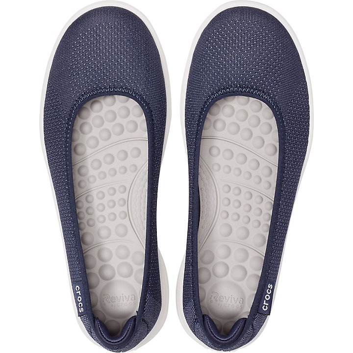 Flats Crocs Reviva Plates Bleu Marine Blanche Femme | DQD-3556814