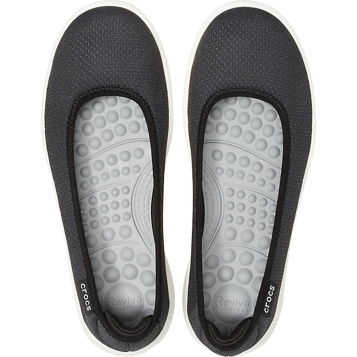 Flats Crocs Reviva Plates Noir Blanche Femme | TVC-6932388