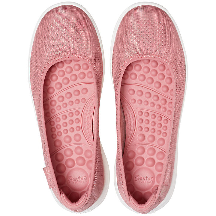 Flats Crocs Reviva Plates Corail Blanche Femme | TVO-1943561