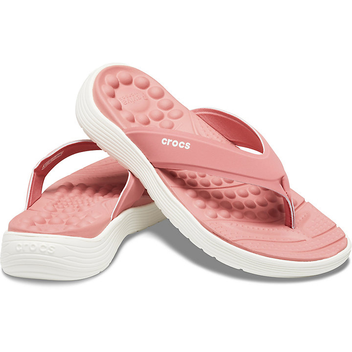 Tong Crocs Reviva Flip Corail Blanche Femme | XFA-2536378