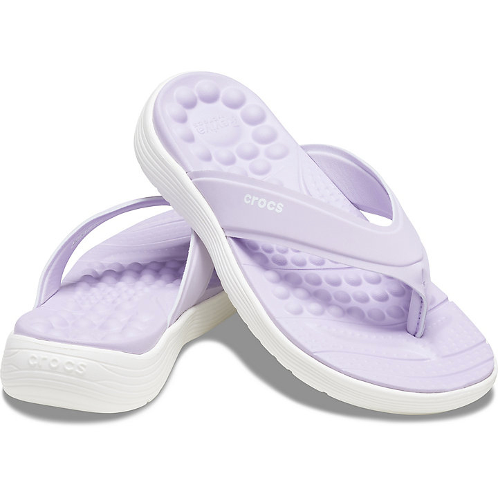 Tong Crocs Reviva Flip Lavande Blanche Femme | HNQ-9004704