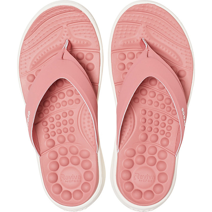 Tong Crocs Reviva Flip Corail Blanche Femme | XFA-2536378