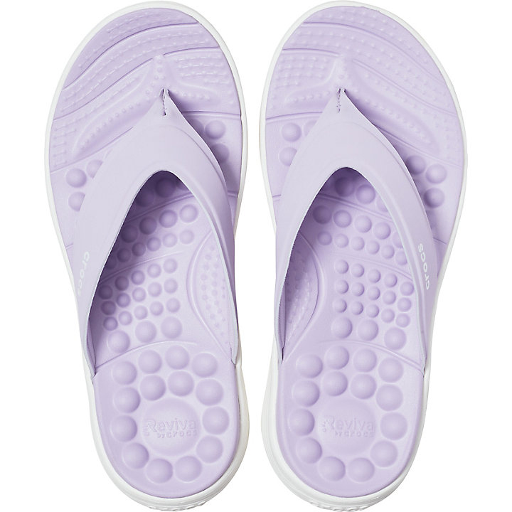 Tong Crocs Reviva Flip Lavande Blanche Femme | HNQ-9004704