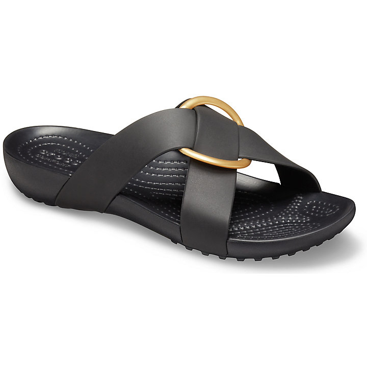 Sandales Crocs Serena Cross-Band Claquette Noir Femme | JJV-6098546