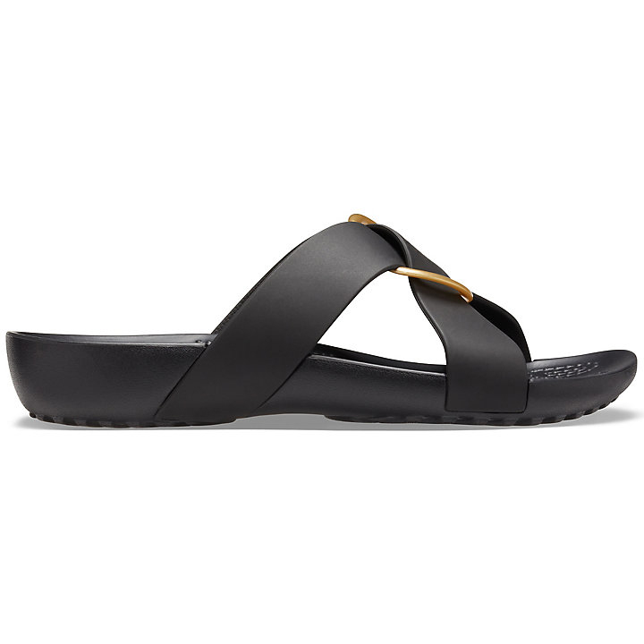 Sandales Crocs Serena Cross-Band Claquette Noir Femme | JJV-6098546