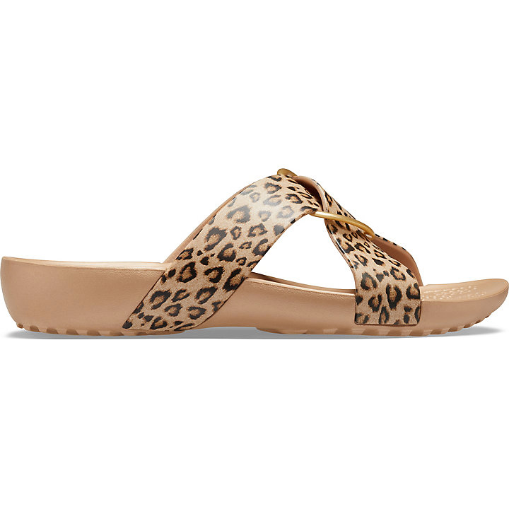 Sandales Crocs Serena Printed Cross-Band Claquette Leopard Doré Femme | TLG-3584275