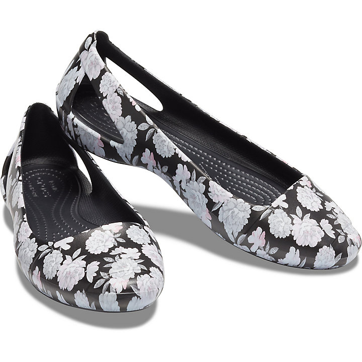 Flats Crocs Sienna Floral Plates Fleur Noir Femme | BJY-8650561