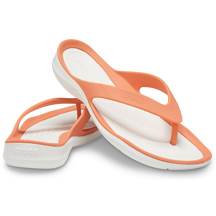 Tong Crocs Swiftwater Flip Orange Blanche Femme | GEM-8769071