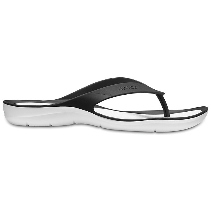 Tong Crocs Swiftwater Flip Noir Blanche Femme | JUT-1872966