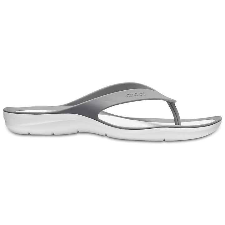 Tong Crocs Swiftwater Flip Grise Blanche Femme | FUI-3912586