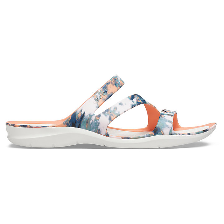 Sandales Crocs Swiftwater Tie-Dye Mania Sandal Orange Blanche Femme | YFC-2222272