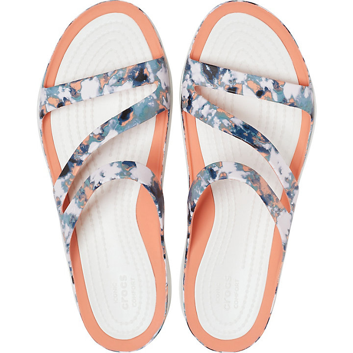 Sandales Crocs Swiftwater Tie-Dye Mania Sandal Orange Blanche Femme | YFC-2222272