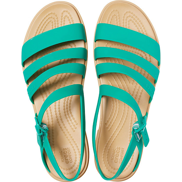 Sandales Crocs Tulum Sandal Vert Foncé Marron Femme | NRD-7742838