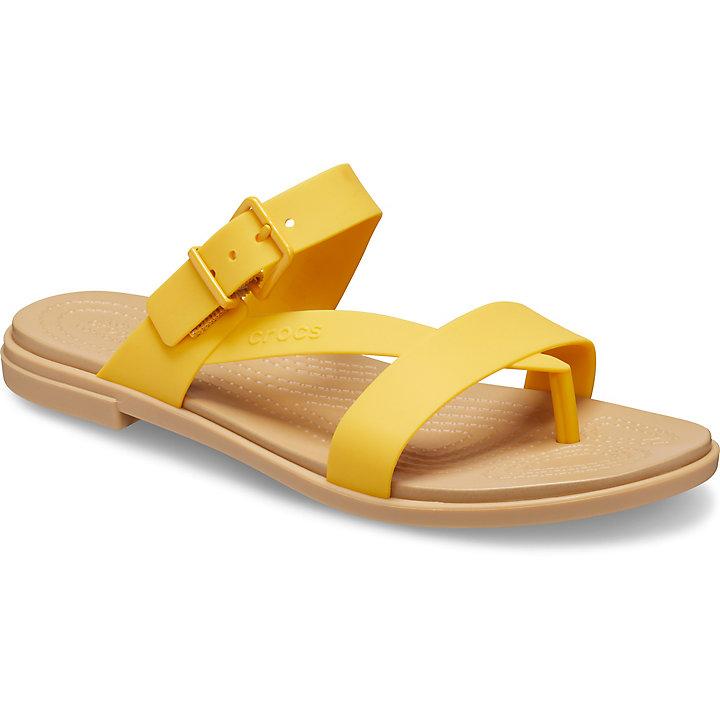 Tong Crocs Tulum Embout Post Sandal - Flip Jaune Marron Femme | UJG-8184570