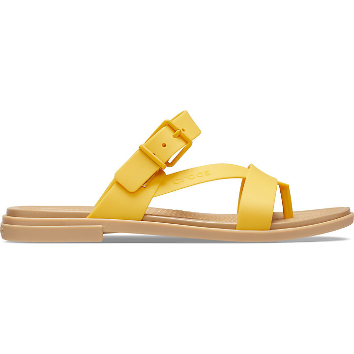 Tong Crocs Tulum Embout Post Sandal - Flip Jaune Marron Femme | UJG-8184570