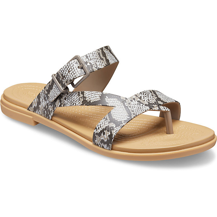 Tong Crocs Tulum Embout Post Sandal - Flip Kaki Beige Femme | IZH-3741404