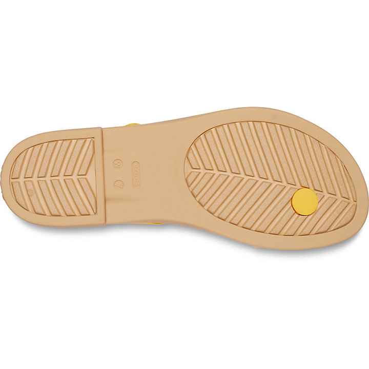 Tong Crocs Tulum Embout Post Sandal - Flip Jaune Marron Femme | UJG-8184570