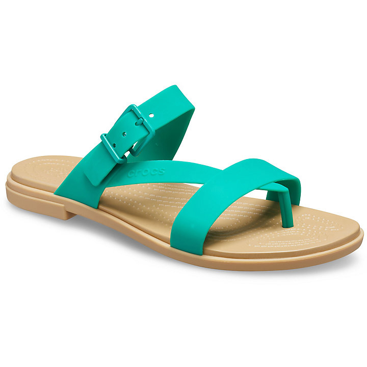 Tong Crocs Tulum Embout Post Sandal - Flip Vert Foncé Marron Femme | KSK-2622696