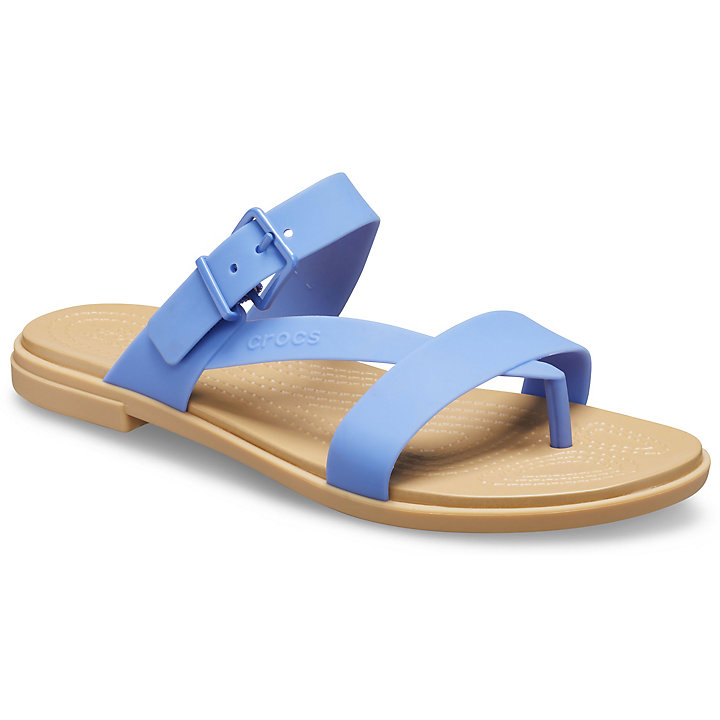 Tong Crocs Tulum Embout Post Sandal - Flip Bleu Marron Femme | KAI-9662323