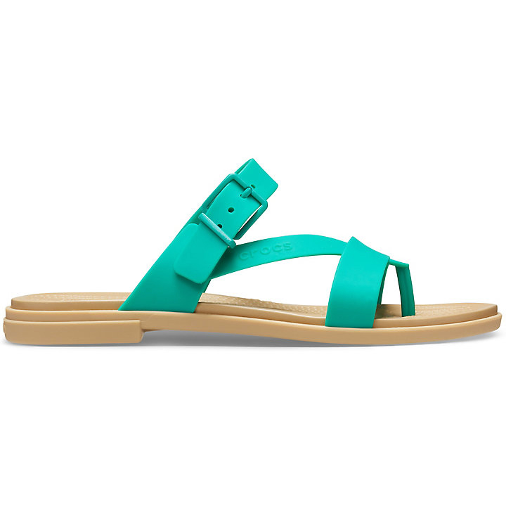 Tong Crocs Tulum Embout Post Sandal - Flip Vert Foncé Marron Femme | KSK-2622696