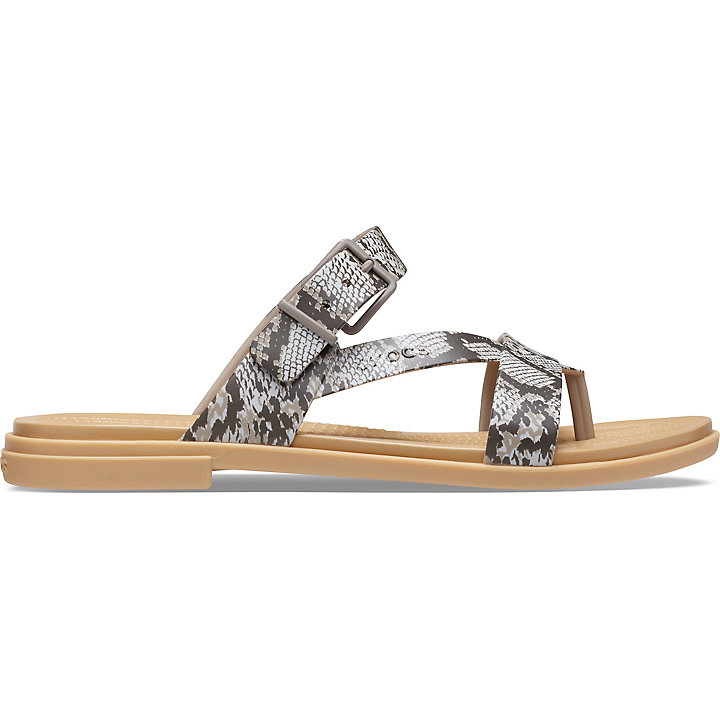 Tong Crocs Tulum Embout Post Sandal - Flip Kaki Beige Femme | IZH-3741404