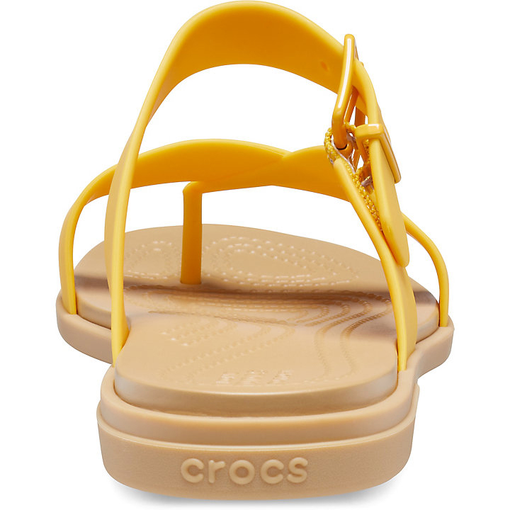 Tong Crocs Tulum Embout Post Sandal - Flip Jaune Marron Femme | UJG-8184570