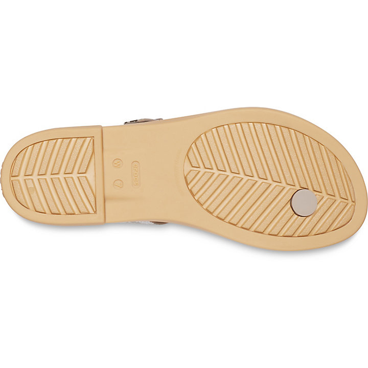 Tong Crocs Tulum Embout Post Sandal - Flip Kaki Beige Femme | IZH-3741404