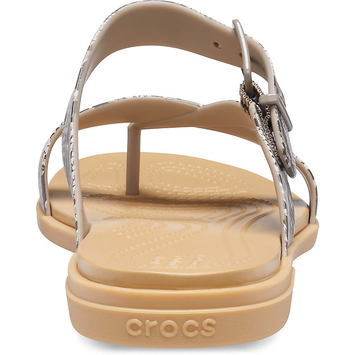 Tong Crocs Tulum Embout Post Sandal - Flip Kaki Beige Femme | IZH-3741404