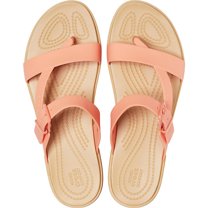 Tong Crocs Tulum Embout Post Sandal - Flip Corail Marron Femme | KFG-3154175