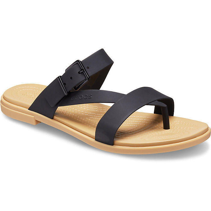 Sandales Crocs Tulum Embout Post Sandal - Flip Noir Marron Femme | HZH-9636709