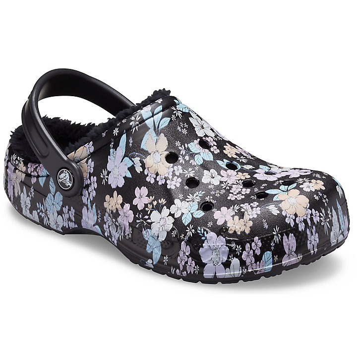 Sabots Crocs Baya Printed Doublée Clog Noir Fleur Homme | NOC-7051560